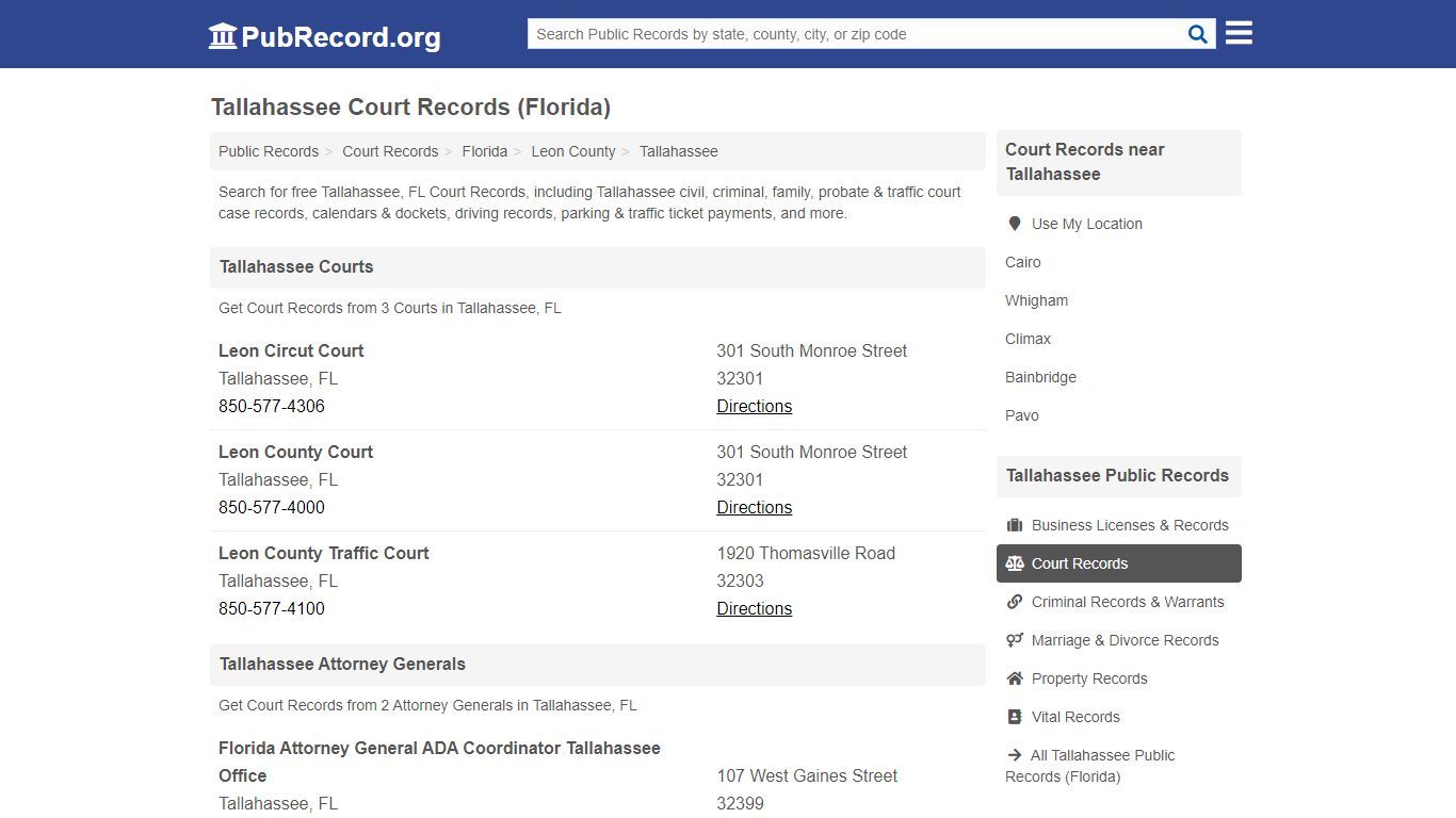 Free Tallahassee Court Records (Florida Court Records) - PubRecord.org